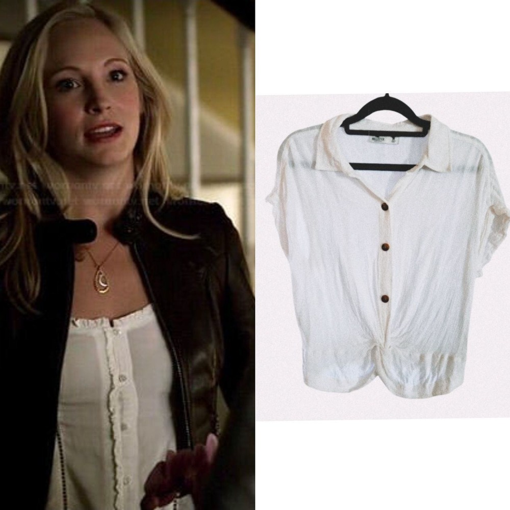 Caroline Forbes Alternative Y2K Hollister White Gauze Top Vampire Diaries